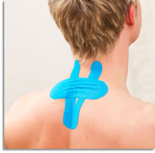 Man with kineotape on his neck
