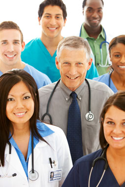 Vertical shot of doctors and nurses